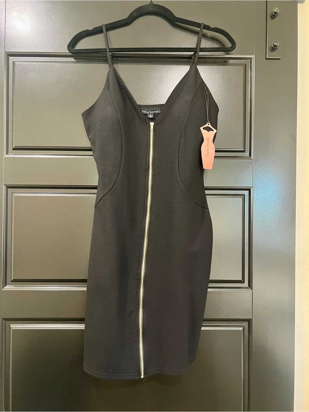 Black Mini Dress with Front Zip